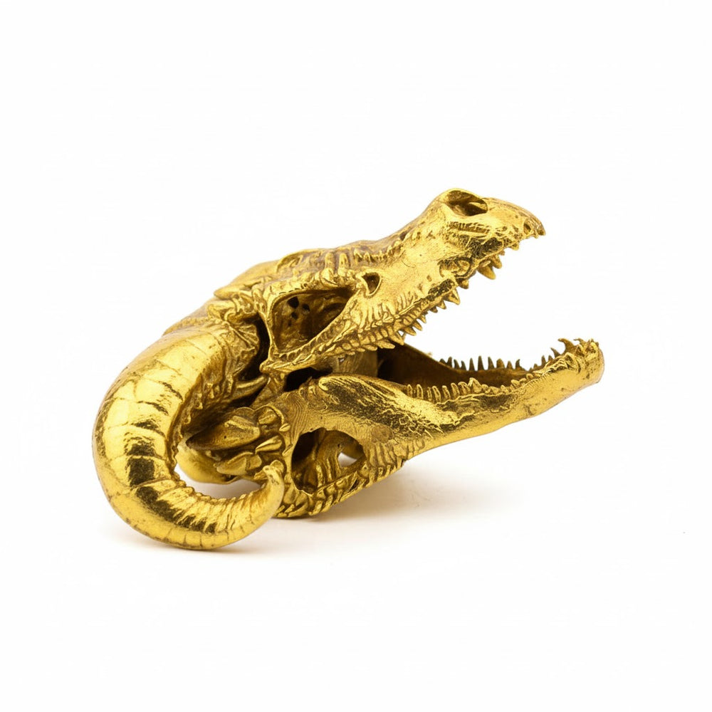 Dragon Skull hand-poured 999+ silver statue by Gold Spartan