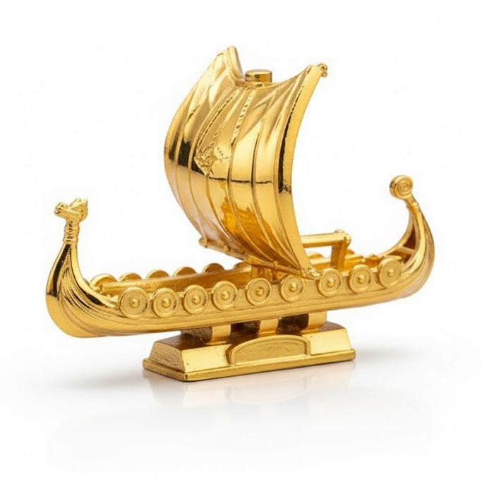 Viking Ship hand-poured 999+ silver statue by Gold Spartan