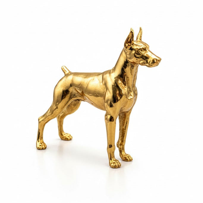 Doberman hand-poured 999+ silver statue by Gold Spartan