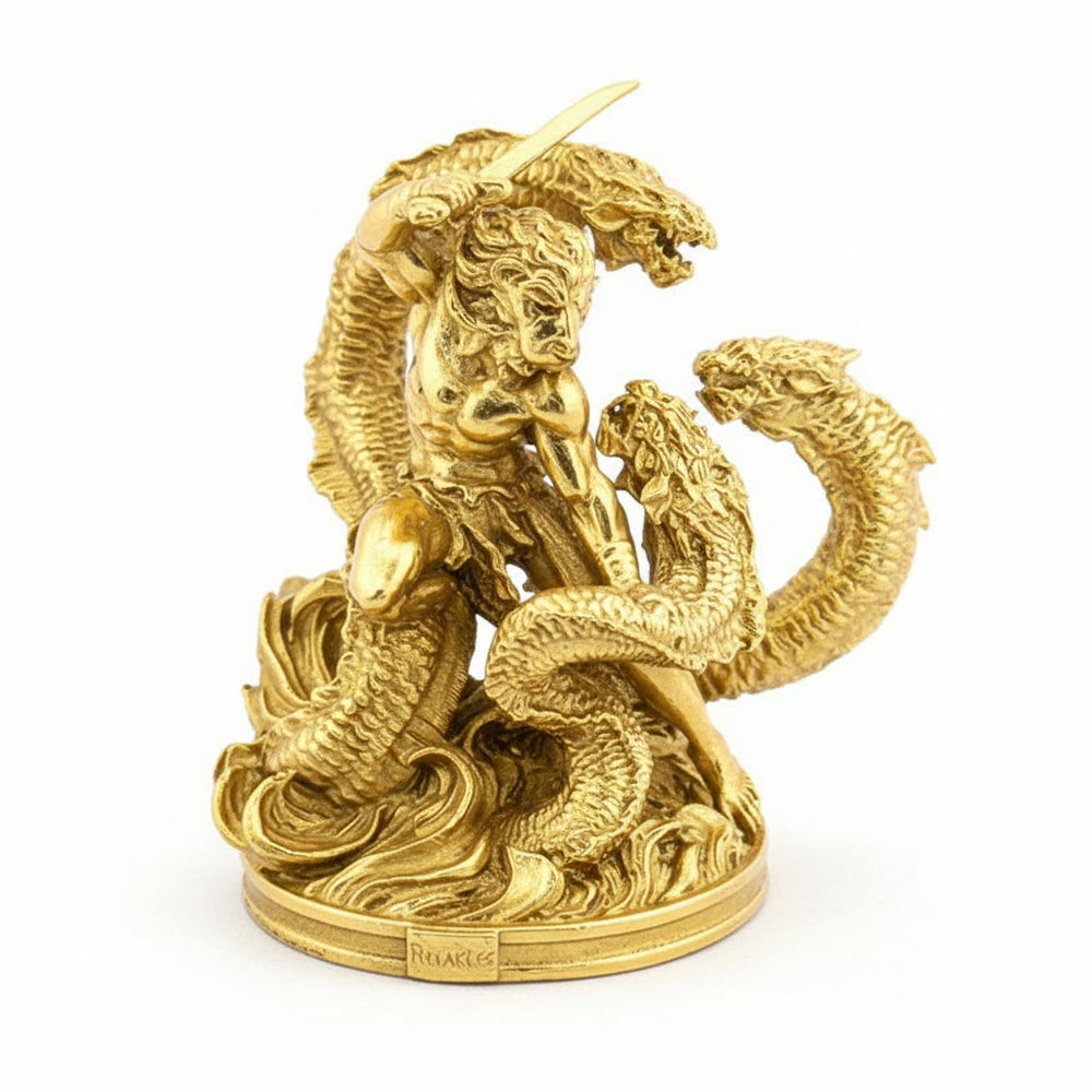 Hercules Vs Hydra hand-poured 999+ silver statue by Gold Spartan