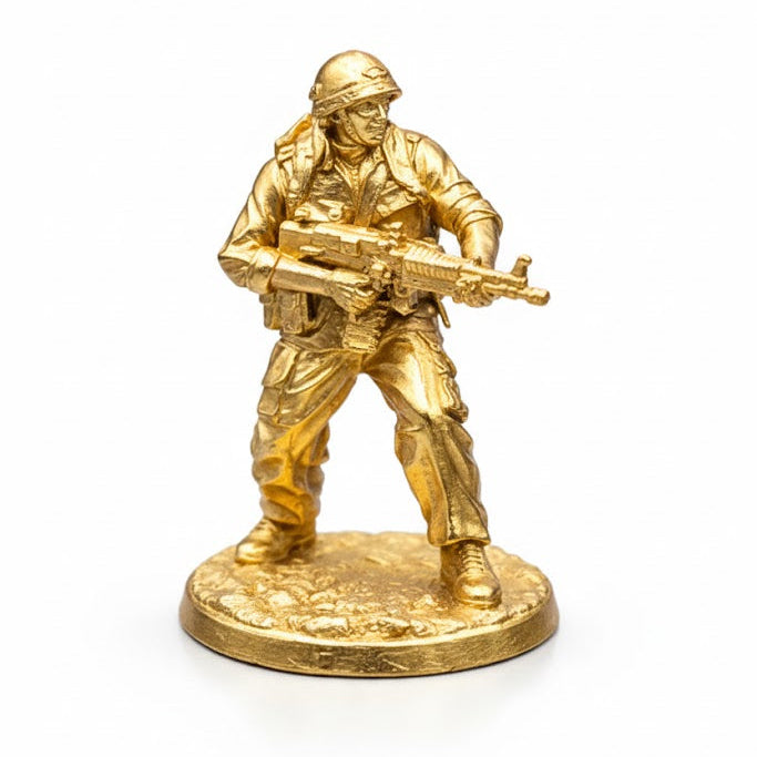 Soldier Heavy Gunner hand-poured 999+ silver statue by Gold Spartan