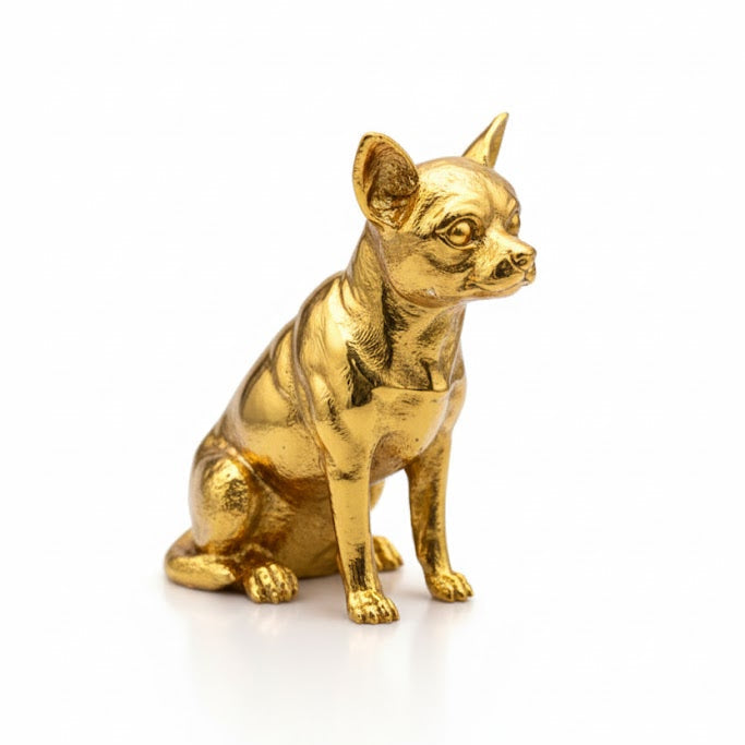 Chihuahua hand-poured 999+ silver statue by Gold Spartan