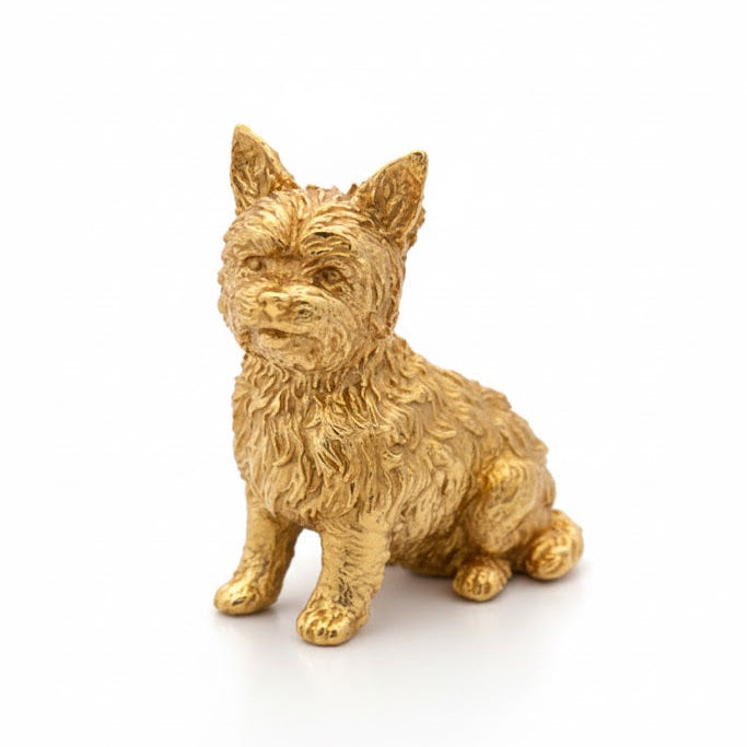 Yorkie hand-poured 999+ silver statue by Gold Spartan