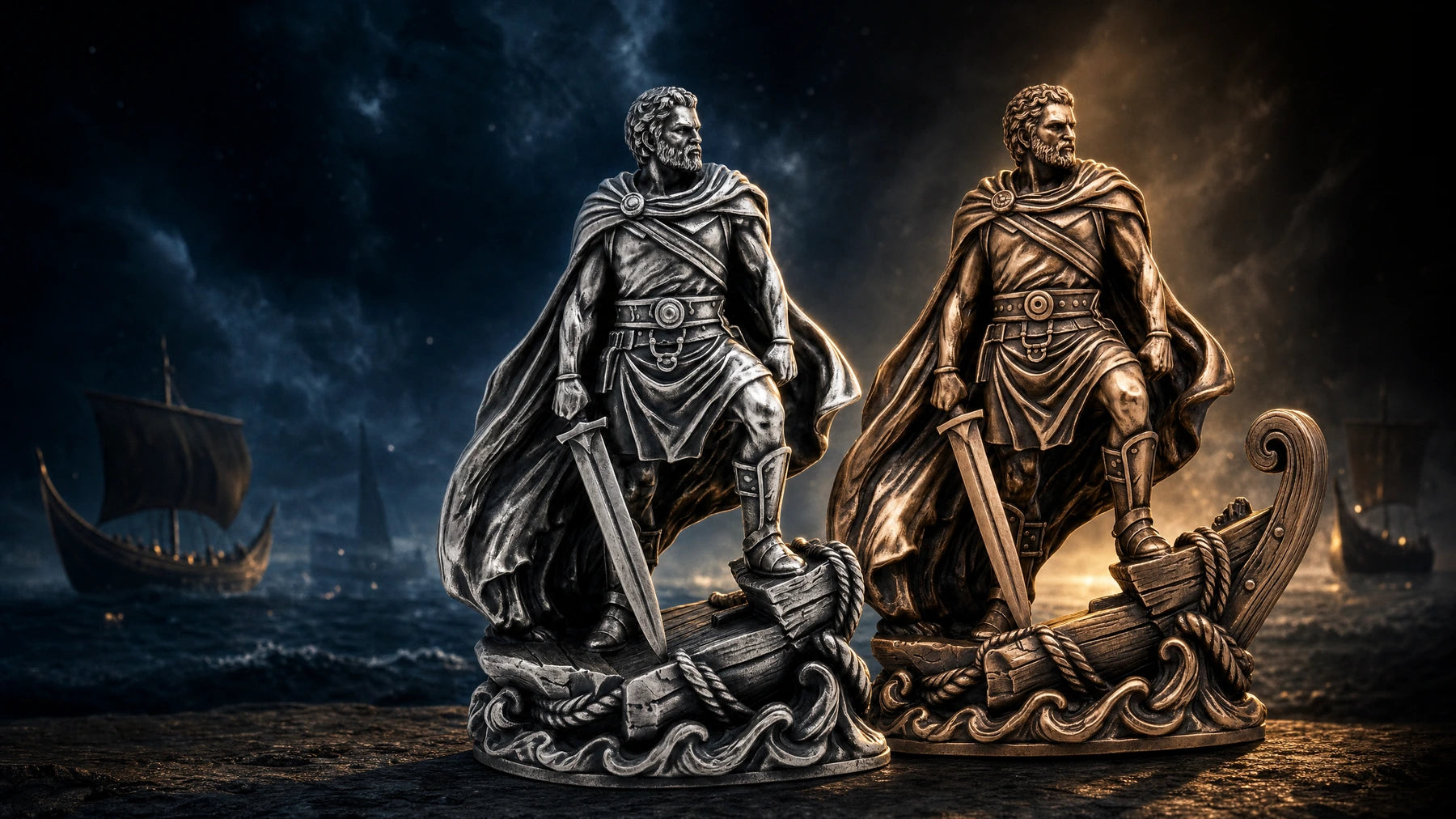 Odysseus collectible statue in silver and bronze editions, first of the 500 Series by The Gold Spartan